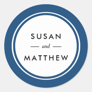 Pegatina Redonda Clásica Marina Fronteriza Azul personalizada