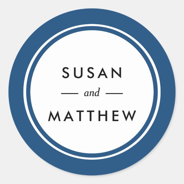 Pegatina Redonda Clásica Marina Fronteriza Azul personalizada (Anverso)