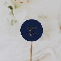 Clásica Mínima Marina Azul Oro Gracias Boda
