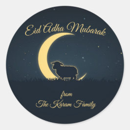 Pegatina redonda clásica musulmana Eid Mubarak