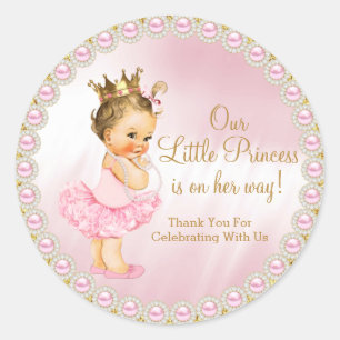 Pegatina redonda clásica para baby shower de princ