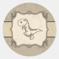 Pegatina redonda clásica retro vintage de dinosaur