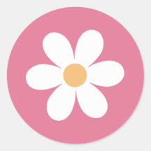 Pegatina redonda clásica rosa Retro Daisy