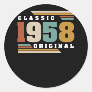 Pegatina Redonda Clásico 1958 Original 64º cumpleaños 64 años