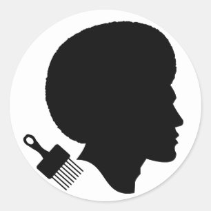 PEGATINA REDONDA CLÁSICO AFRO MAN SILHOUETTE