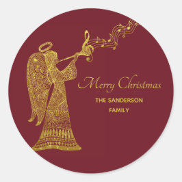 Pegatina Redonda Clásico Ángel de Oro con música