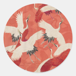 Pegatina Redonda Clásico arte de la seda japonesa Kimono