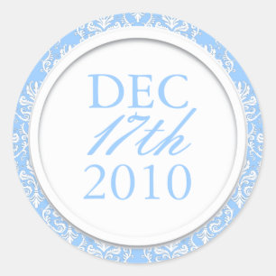 Pegatina Redonda Clásico Baby Blue Wedding Stickers