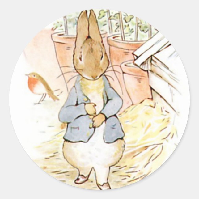 Pegatina Redonda Clásico Beatrix Potter Cute Bunny (Anverso)