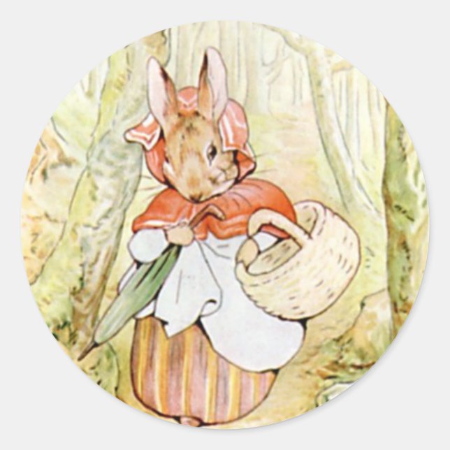 Pegatina Redonda Clásico Beatrix Potter Cute Bunny (Anverso)
