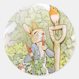 Pegatina Redonda Clásico Beatrix Potter Cute Bunny