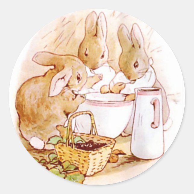Pegatina Redonda Clásico Beatrix Potter Cute Bunny (Anverso)
