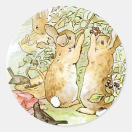 Pegatina Redonda Clásico Beatrix Potter Cute Bunny