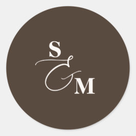 Pegatina Redonda Clásico Bodas de Ampersand de Letra de Monograma