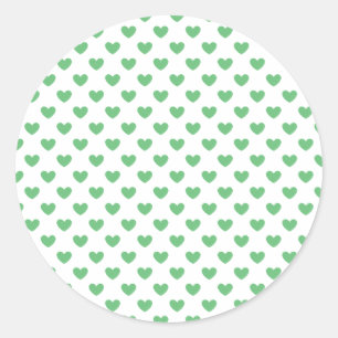 Pegatina Redonda Clásico Corazones Verano Verde - Blanco