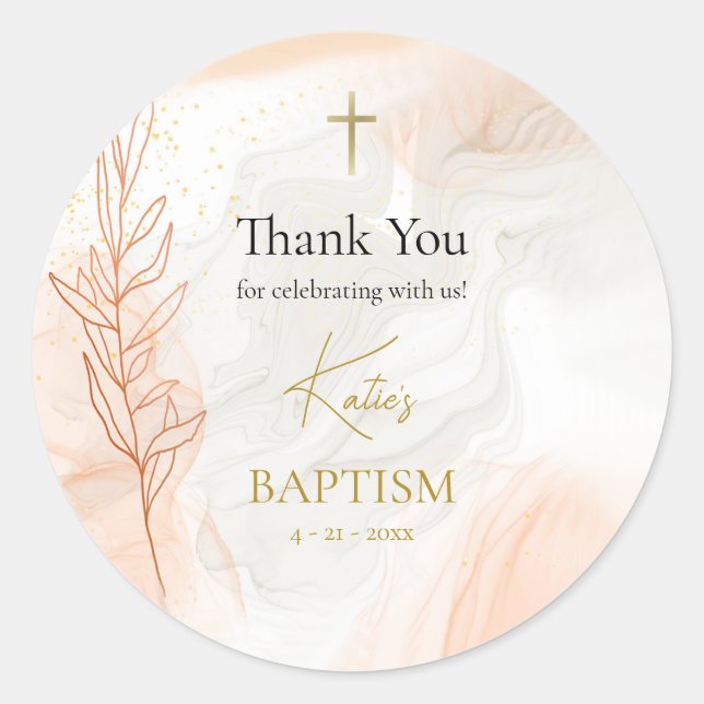 Pegatina Redonda Clásico de Aguas Cristianas Ortodoxas del Bautismo (Anverso)