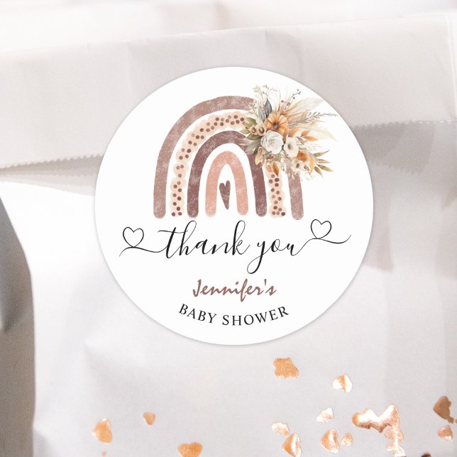 Pegatina Redonda Clásico de Baby Shower neutro de género arcoiris B (Subido por el creador)