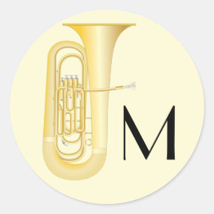 Pegatina Redonda Clásico de banda de músicos tuba