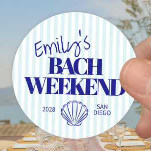 Pegatina Redonda Clásico de caparazón de fin de semana de Bach a ra