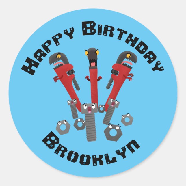 Pegatina Redonda Clásico de humor personalizado de herramientas mon (Anverso)