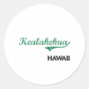 Pegatina Redonda Clásico de la ciudad de Hawaii Kealakekua