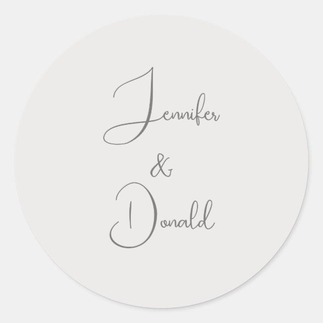 Pegatina Redonda Clásico de moda guión clásico simple personal (Anverso)