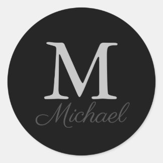 Pegatina Redonda Clásico de niebla luminosa monograma