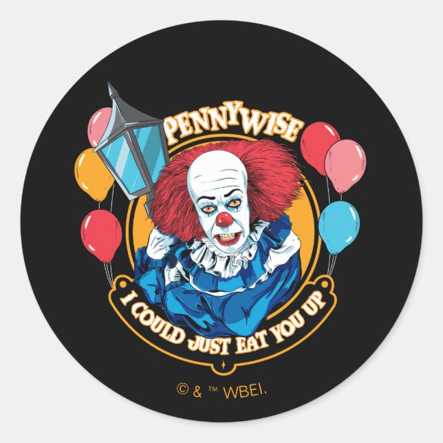 Pegatina Redonda Clásico De Pennywise - Podría Comerte. (Anverso)