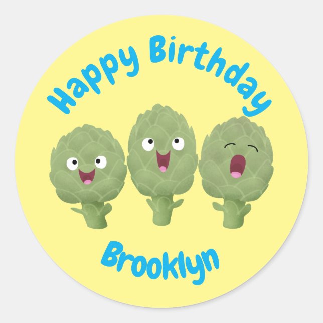 Pegatina Redonda Clásico de personalizado vegetal de alcachofas de  (Anverso)