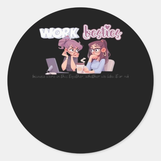 Pegatina Redonda Clásico de trabajo conjunto (Anverso)