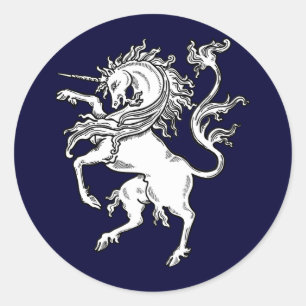 Pegatina Redonda Clásico de Unicornio