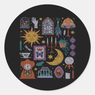 Pegatina Redonda Clásico de Whimsigoth - Romance gótico Autumn Aest