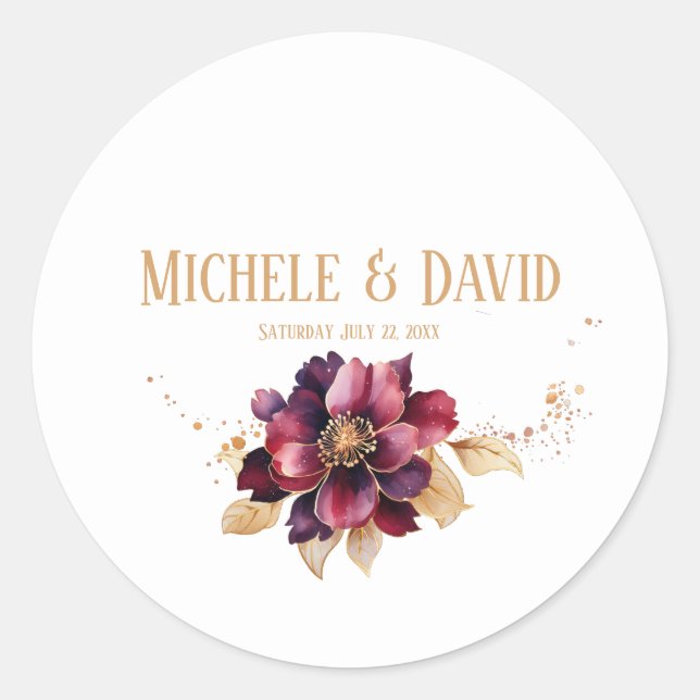 Pegatina Redonda Clásico elegante de oro blanco (Anverso)