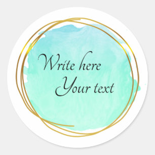 Pegatina Redonda Clásico elegante de oro de color azul azul verde a