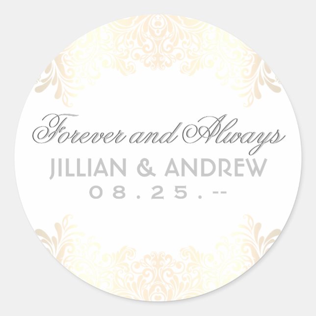 Pegatina Redonda Clásico Elegante Monograma Dorado Favor Clásico (Anverso)