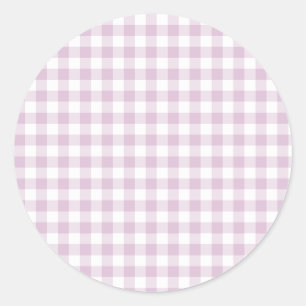 Pegatina Redonda Clásico Gingham de Otoño Temprano Lila Cálido