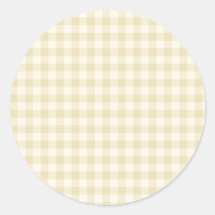 Pegatina Redonda Clásico Gingham de Principios de Otoño Trigo Dor