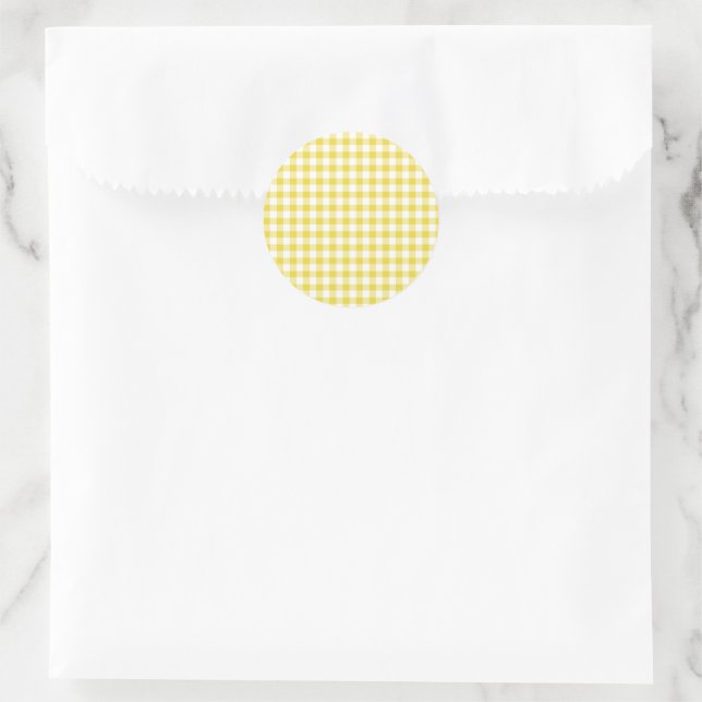 Pegatina Redonda Clásico Gingham Golden Yellow (Bolso)
