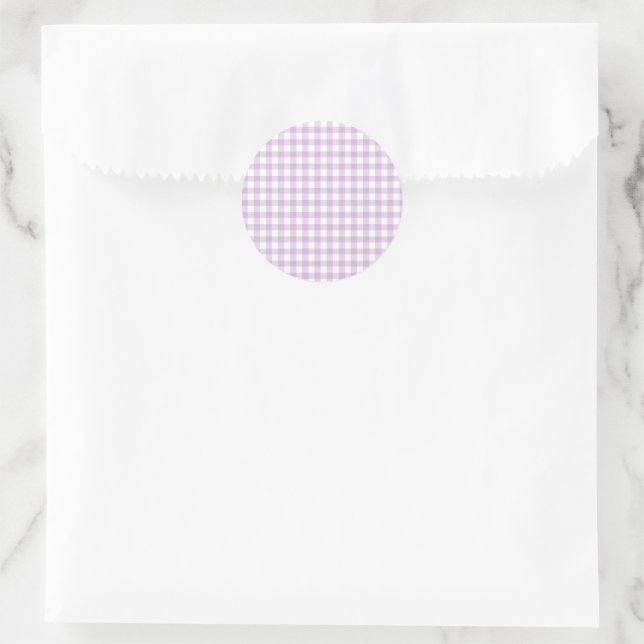 Pegatina Redonda Clásico Gingham Soft Lilac (Bolso)