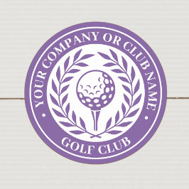 Pegatina Redonda Clásico Golf Personalizado Nombre Púrpura