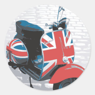 Pegatina Redonda Clásico Mod Scooter
