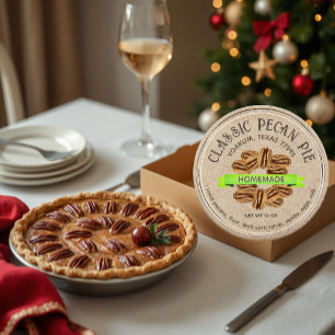 Pegatina Redonda CLÁSICO PECAN PIE Grunge Font Kraft Brown
