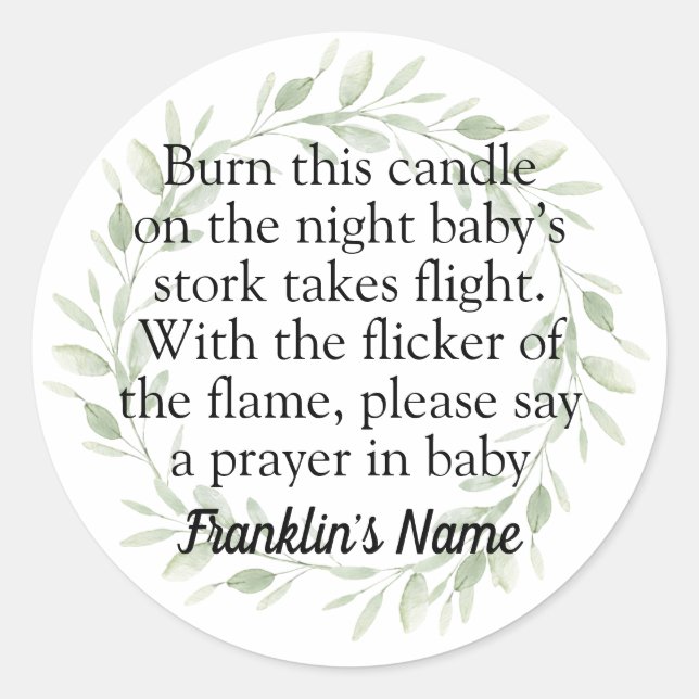 Pegatina Redonda Clásico Ro de Velas Baby Shower Neutrales para Gén (Anverso)