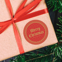 Clásico Rojo Decorativo Geométrico Feliz Navidad