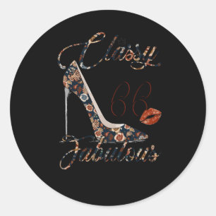 Pegatina Redonda Clásico Sassy 66 Fabulous Flower High Heel 66Th