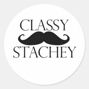 Pegatina Redonda Clásico Stache Mustache