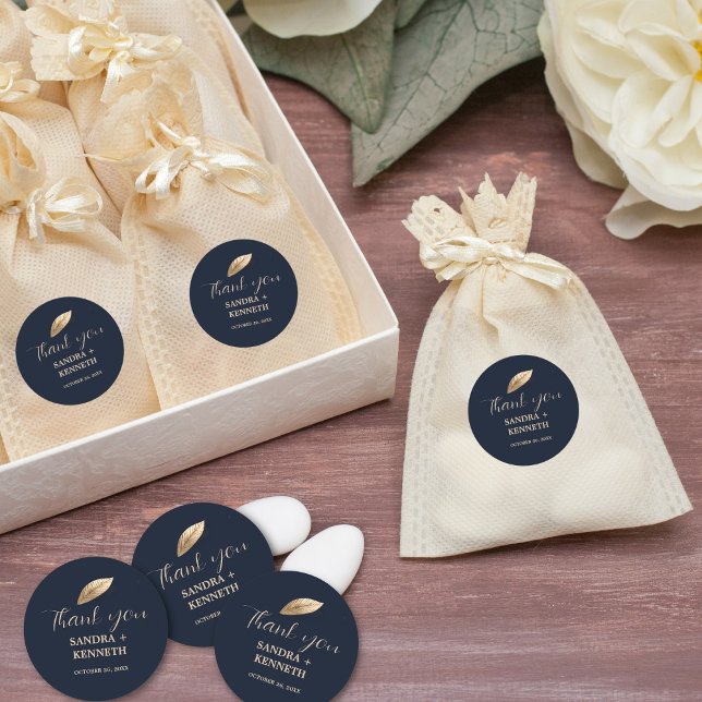 Pegatina Redonda Clásico y elegante I Azul oscuro I Gracias (Subido por el creador)