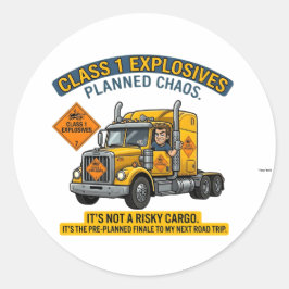 Pegatina Redonda Class 1 Explosives Trucker Gift | Funny ADR Hazard