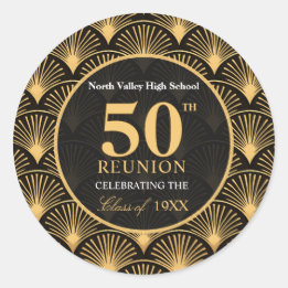 Pegatina Redonda Class of 1976 50th Reunion Round Favor Stickers