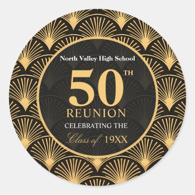 Pegatina Redonda Class of 1976 50th Reunion Round Favor Stickers (Anverso)